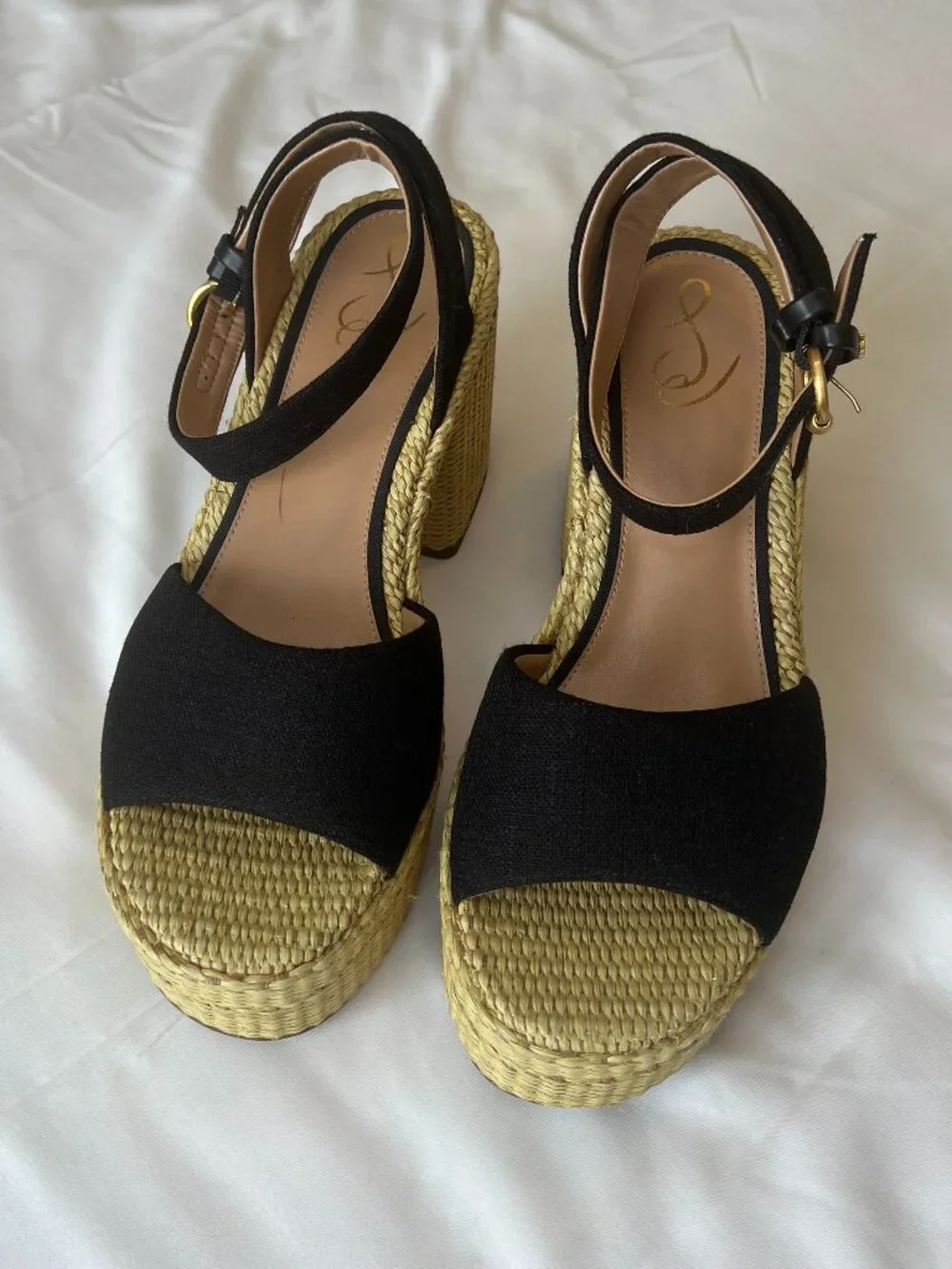 Sam Edelman Immie Platform Heels Espadrille Black Sandals Black Size 10